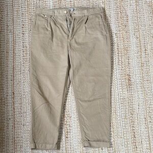 Alex Mill pleated tan chinos. Cropped short.